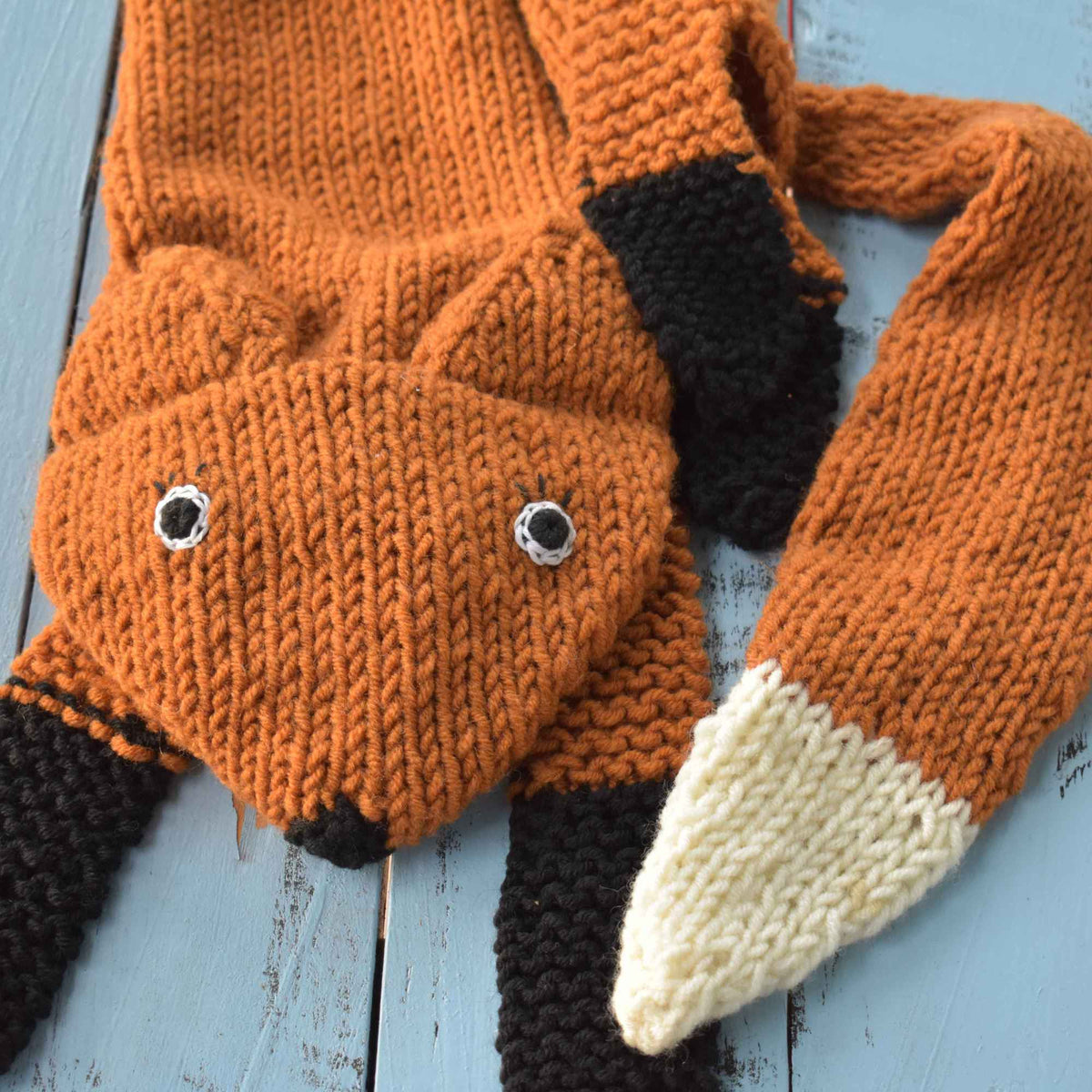 Fox Knit Scarf , Wild Animal Handmade Knitting Fox Scarf, Gift For Her