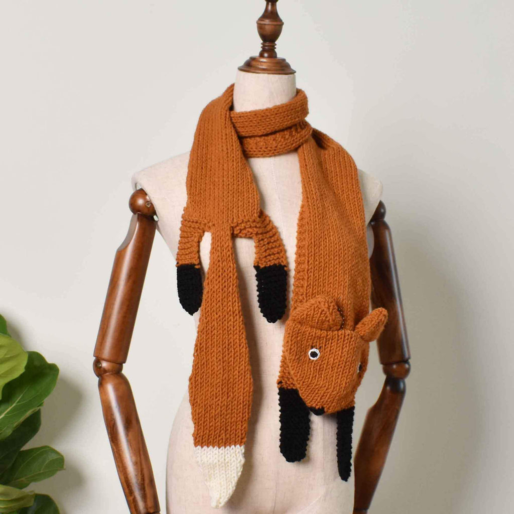 Fox Knit Scarf , Wild Animal Handmade Knitting Fox Scarf, Gift For Her - Saigonmade