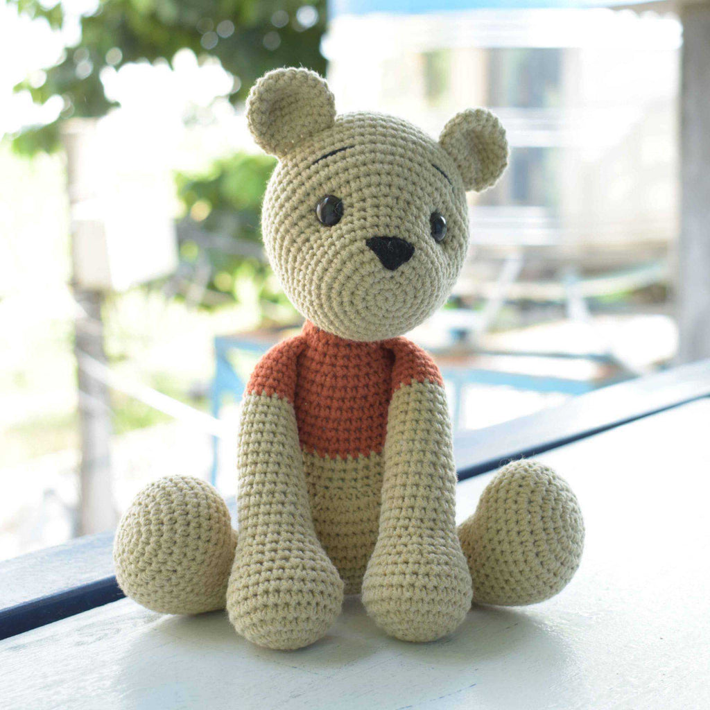 Bear Crochet Pooh Amigurumi Bear Handmade Stuffed Bear Plush Toy High Quality - SaiGonDoll
