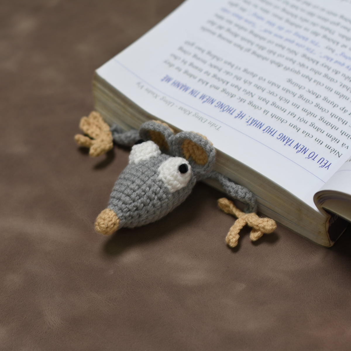 Crochet Bookmark Grey Mouse Knitted Animal Bookmarks Handmade Cute Personalized Crochet Bookmark Kit