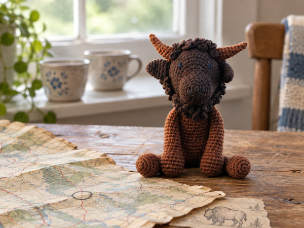 A Crochet Bison and the Map We Kept