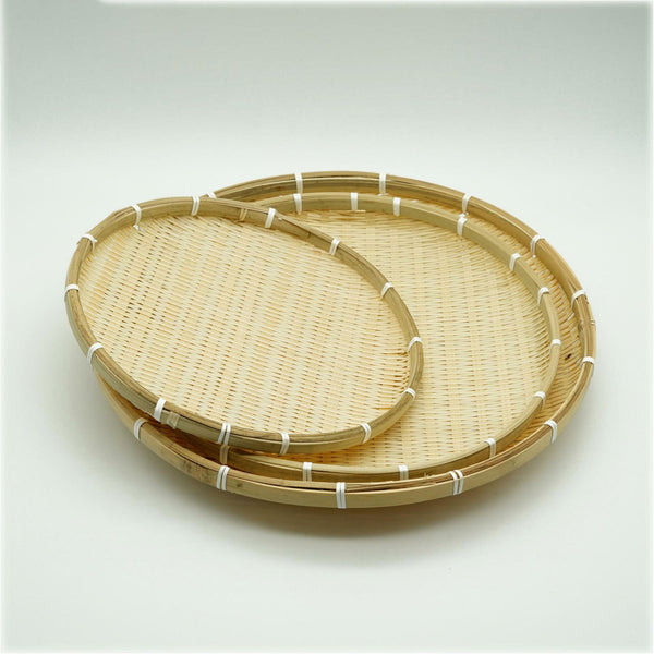 Set of 3 Vietnam Traditional Handmade Round Rattan Wicker Serving Basket Tray