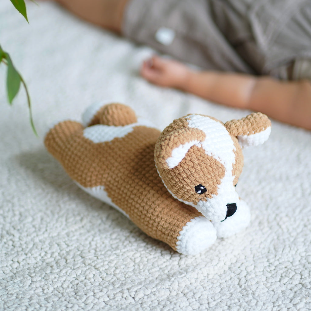 Lying Corgi Amigurumi  - Crochet Cute Corgi Dog - Crochet Stuffed Corgi Plushie - Crochet Nursery Gift