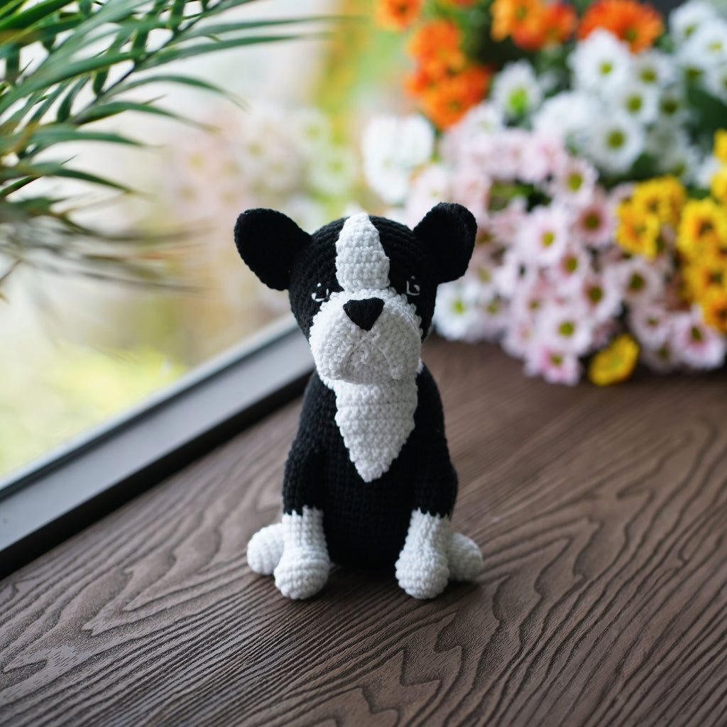 Crochet Boston Terrier Dog - Stuffed Boston Terrier Puppy - Finished Dog crochet- Handmade Dog Gift - Puppy Plush Toy