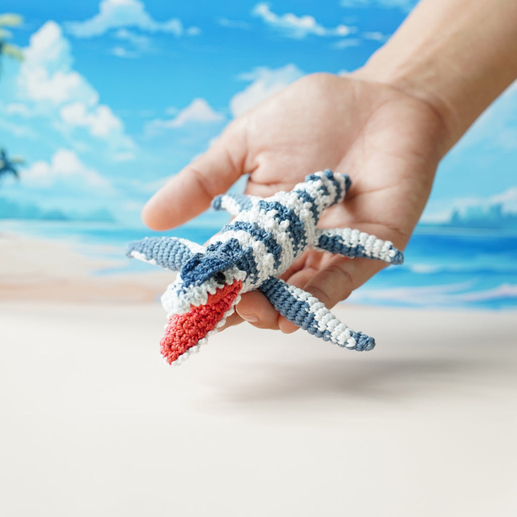 Mini Mosasaurus Dinosaur crochet toy, Tiny Crochet Dino Animals, Finished Stuffed Dino, Jurassic crochet plush