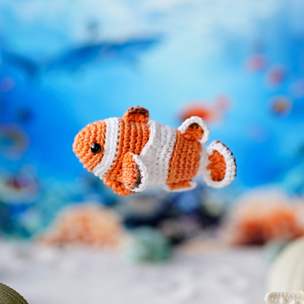 Crochet mini Clownfish, Miniature Crochet Sea Animals, Sea Crochet Plush, Tiny Crochet Ocean toys