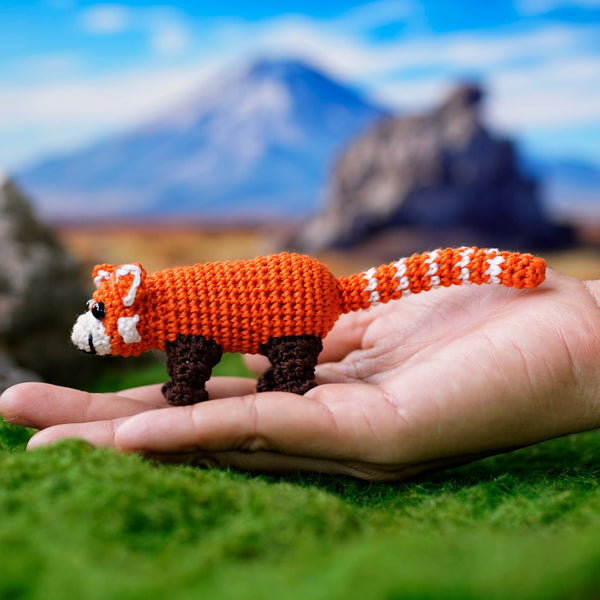 Tiny Red Panda Crochet Toy - Amigurumi Red Panda -  Miniature Red Panda - Crochet Jungle Animals - Animal Desk Decor