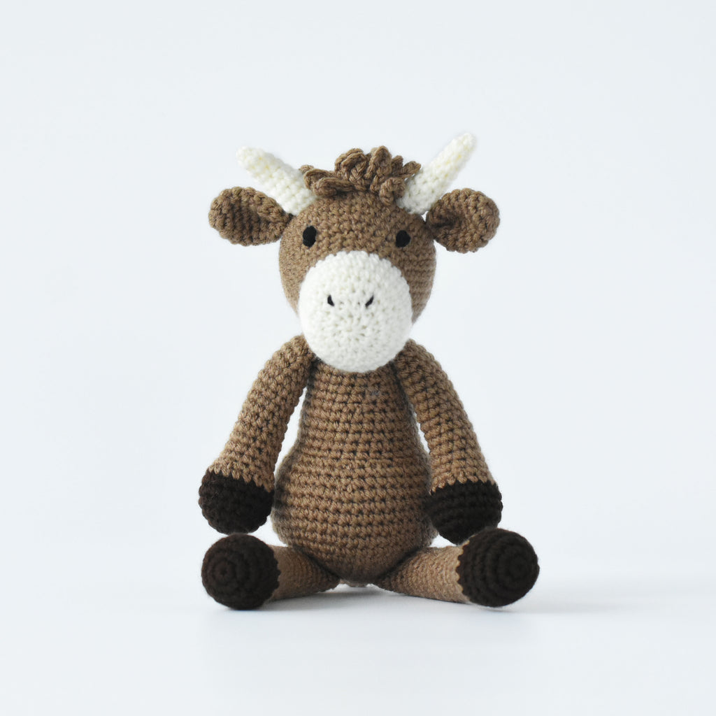 Adorable Highland Cow Stuffed Crochet - Highland Cow Amigurumi Gift - Farm Animals Crochet