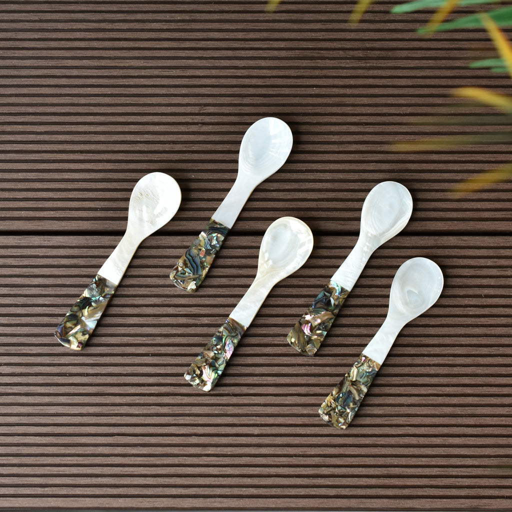 Mother of Pearl Caviar Spoon with Oyster shell handle , Oyster shell Caviar Spoon , Mother of pearl spoon,  Shell Spoon