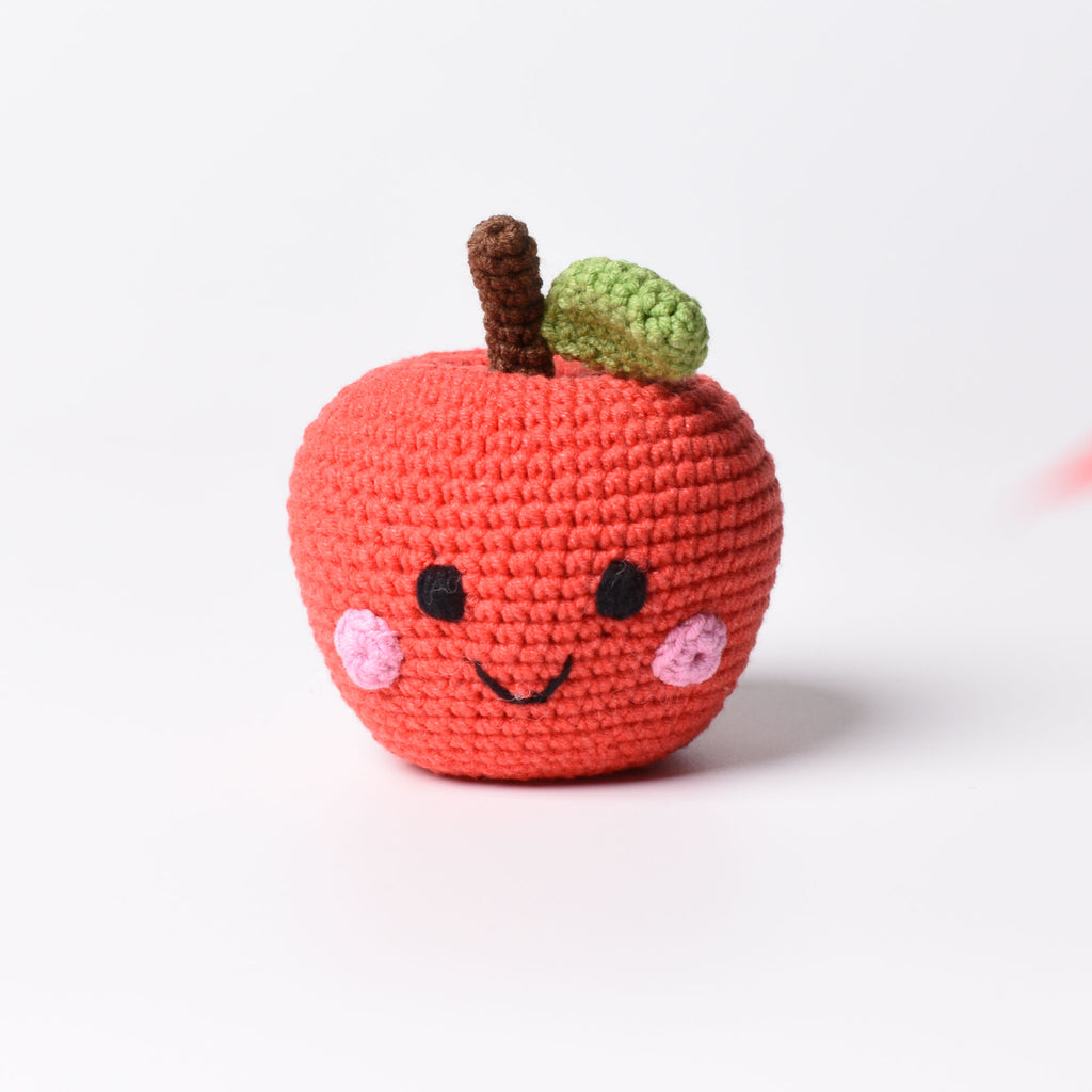 Apple Fruit Crochet, Stuff Apple Toy, Amigurumi Toy With Bell Inside, Baby Toy Plush
