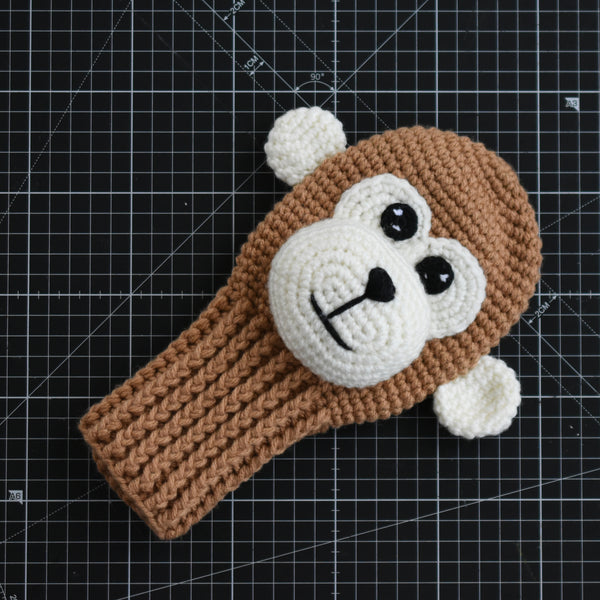 Monkey Golf Club Head Cover - Monkey Head Cover Crochet Handmade - Monkey Golf Headcover Amigurumi - Animals Golf Club Head Cover