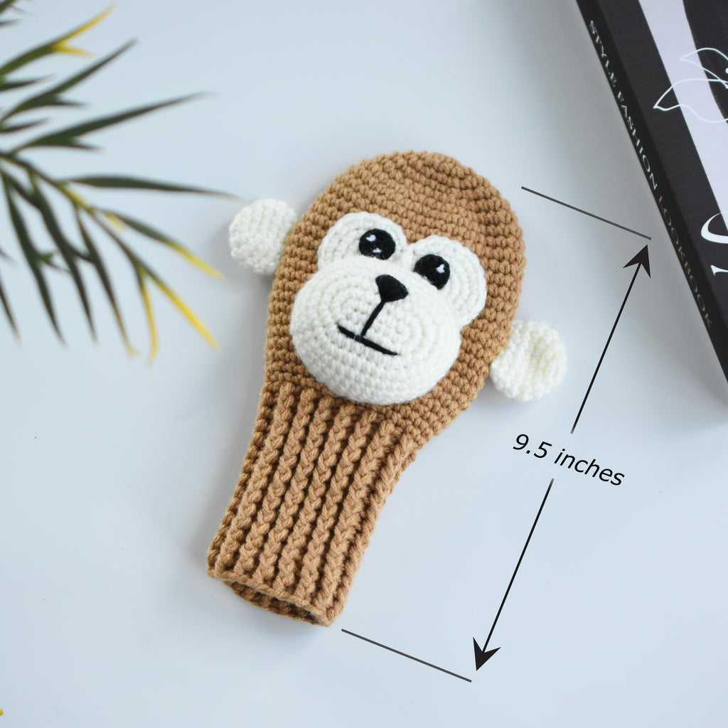 Monkey Golf Club Head Cover - Monkey Head Cover Crochet Handmade - Monkey Golf Headcover Amigurumi - Animals Golf Club Head Cover
