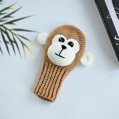 Monkey Golf Club Head Cover - Monkey Head Cover Crochet Handmade - Monkey Golf Headcover Amigurumi - Animals Golf Club Head Cover