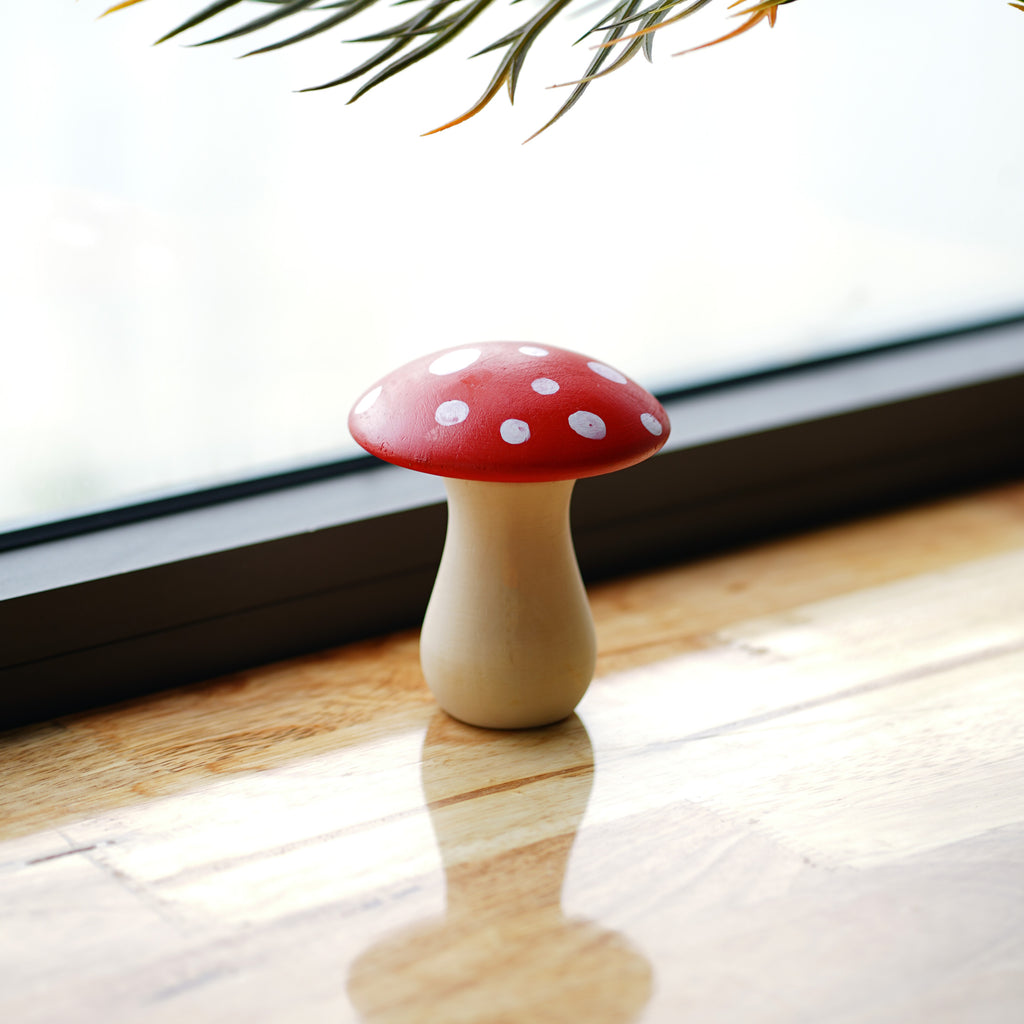 Hand-carved wooden Mushroom -Mushroom Toy - Wooden Toddler Toys - Garden Decor - Home & Room Décor