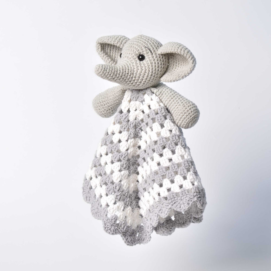 Crochet Elephant Blanket - Sleepy Elephant Lovey Crochet Gift - Security Elephant Blanket | Comforter