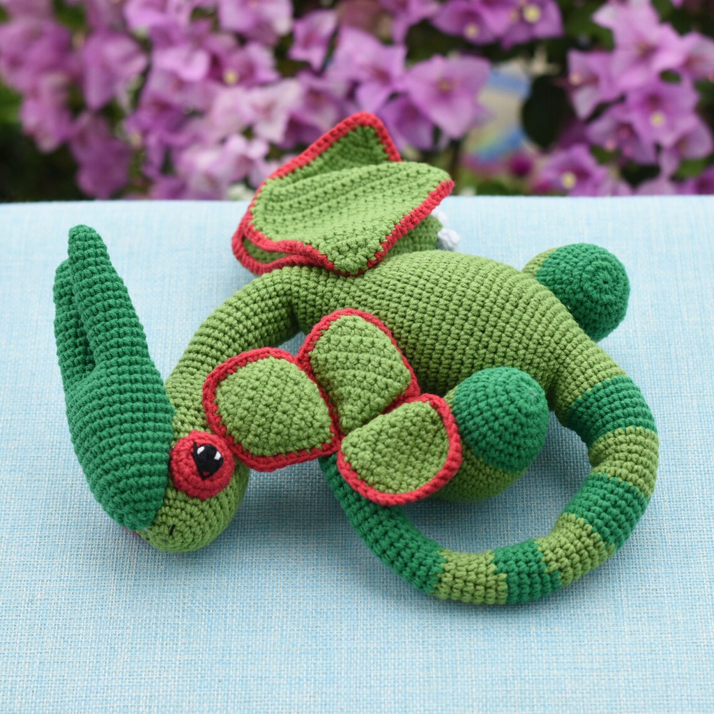 Dragon Amigurumi Stuffed Toy - Green  Dragonfly Crochet Handmade - High Quality Finished Toy