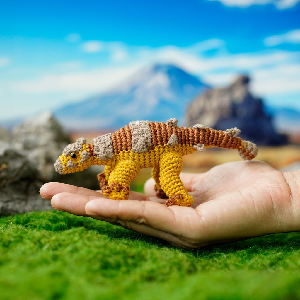 Crochet Mini Ankylosaurus Dinosaur, Miniature Crochet Dino, Finished Dinosaur PlushToy, Mini Stuffed Animals, Handmade Dinosaur Gift