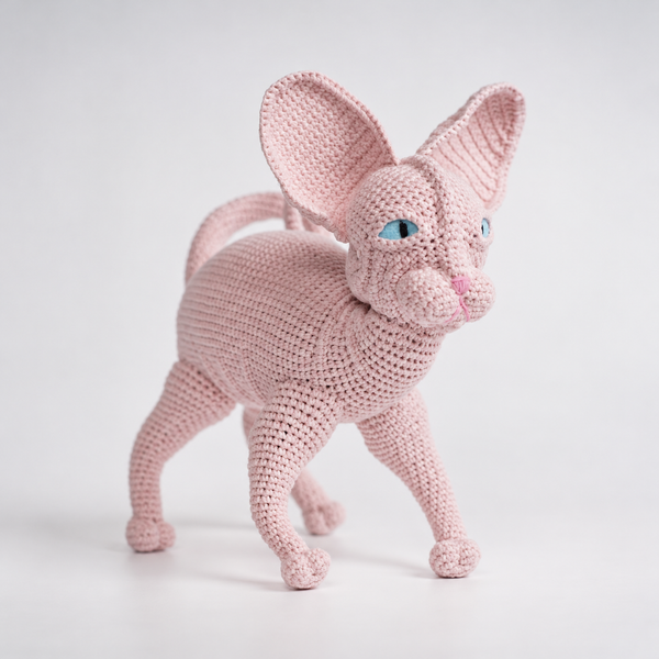 Pink Sphynx Cat Crochet Plush,