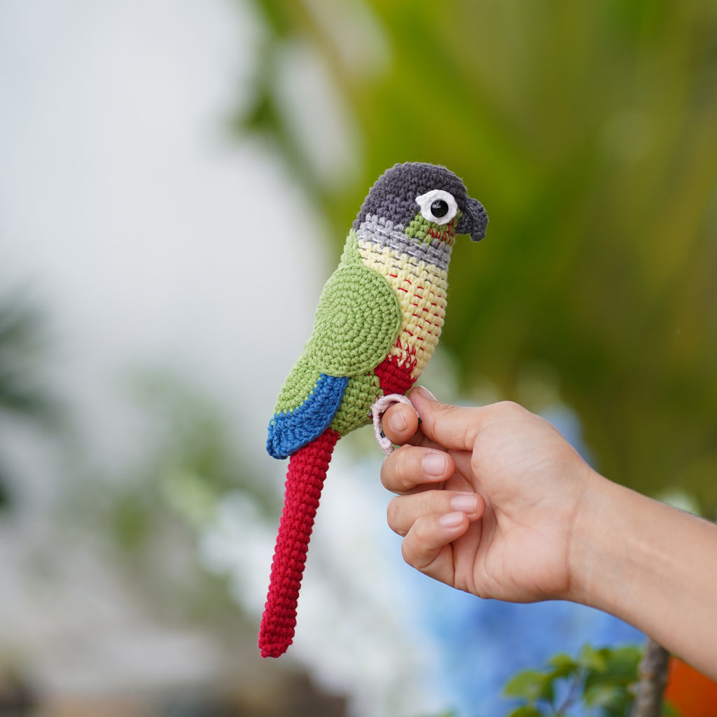 Green-cheeked Parakeet Finished Toy - Green Cheek Conure Amigurumi Bird -Green Cheek Conure Stuffed Crochet Gift - Bird Lover Gift