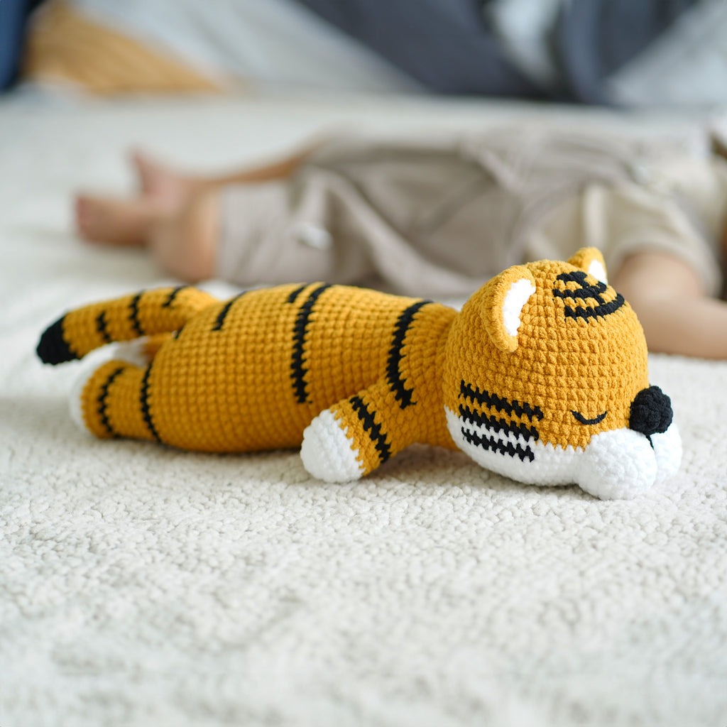 Crochet Tiger Snuggler - Chunky Tiger Amigurumi - Crochet Tiger Plushie - Crochet Nursery Toy