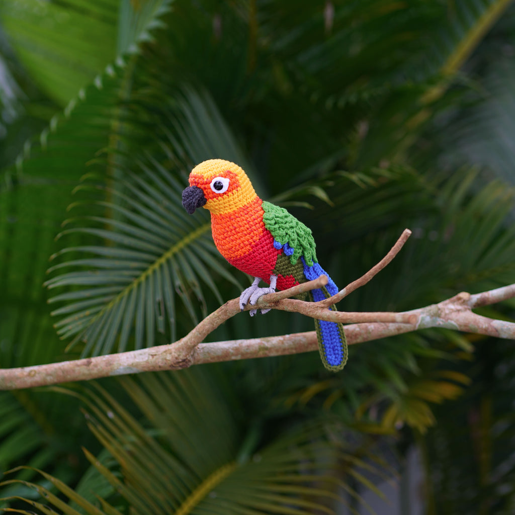 Sun Conure - Jenday Conure Stuffed Crochet Toy - jandaya parakeet Amigurumi Bird - Jenday Conure Gift - Jenday Conure Decoration