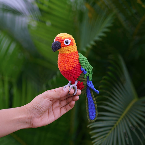 Sun Conure - Jenday Conure Stuffed Crochet Toy - jandaya parakeet Amigurumi Bird - Jenday Conure Gift - Jenday Conure Decoration
