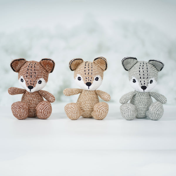 Winter Wolf Crochet Finished Toy - Cute Wolf Amigurumi Decoration - Wild Animals Crochet - Baby Shower Gift