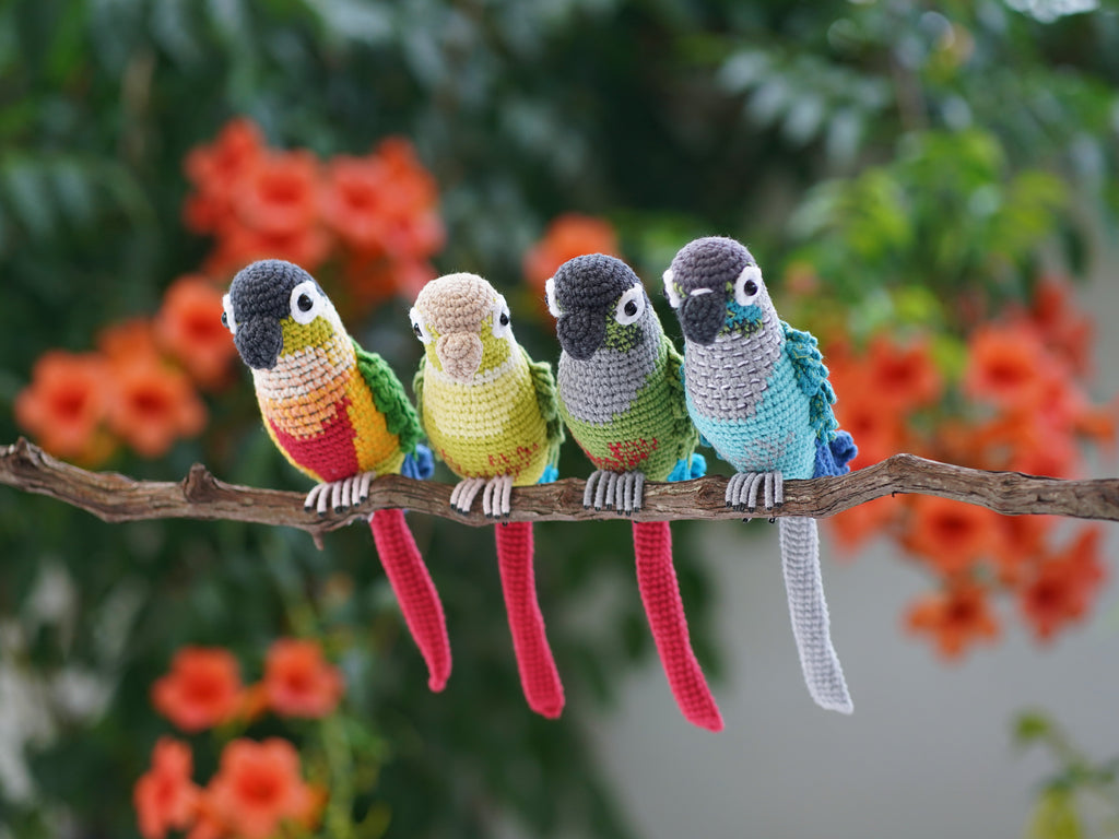 Green-cheeked Parakeet Finished Toy - Green Cheek Conure Amigurumi Bird -Green Cheek Conure Stuffed Crochet Gift - Bird Lover Gift