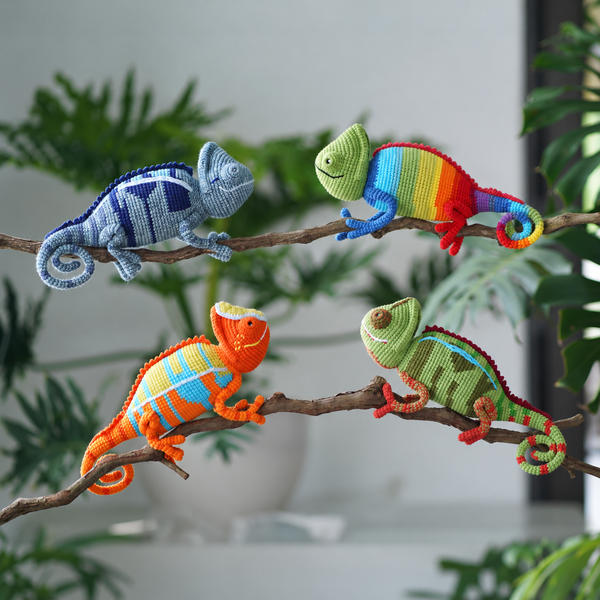 Handmade Crochet Chameleon, Colorful Lizard Plush, Reptile Lover Gift, Jungle Decor