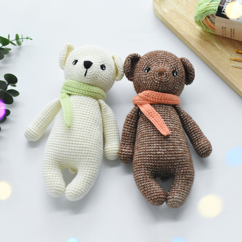 Winter Teddy Bear Stuffed Crochet Gift - Winter Polar Bear Amigurumi Plush Toy - Best Bear Crochet Gift