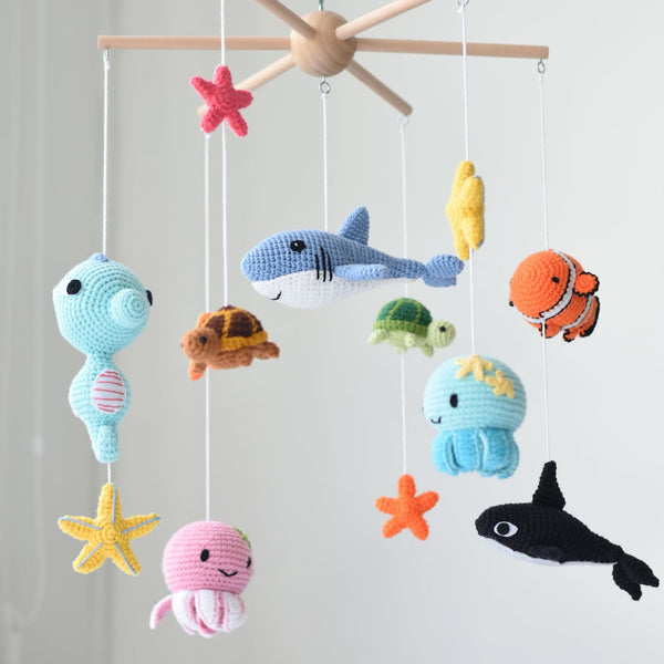 Crochet Sea Animals Crib Mobile: Ocean Amigurumi Nursery Decor
