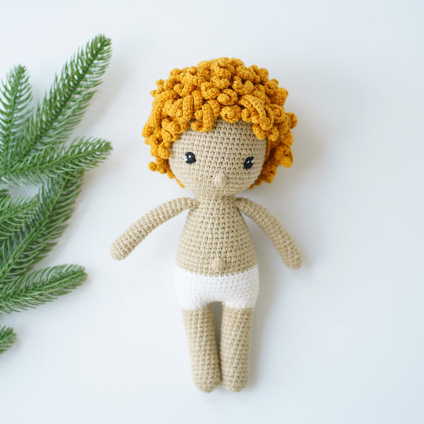 Crochet boy with yellow hair - Newborn Gift - Stuffed Doll - Finished Doll - Handmade baby toy