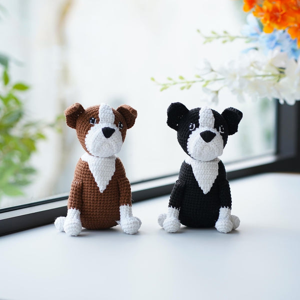 Handmade Crochet Boston Terrier Puppy: Stuffed Dog Plush Toy