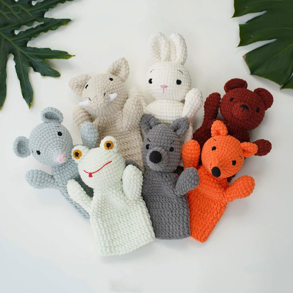 Crochet Animal Hand Puppet: Soft Chenille Yarn Amigurumi Toy