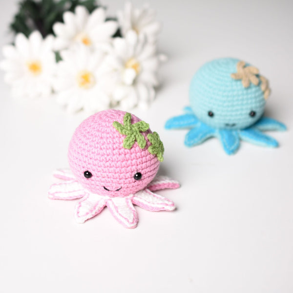 Mini Crochet Octopus Amigurumi, Handmade Kawaii Sea Animal, Cute Ocean Plushie, Small Octopus Gift