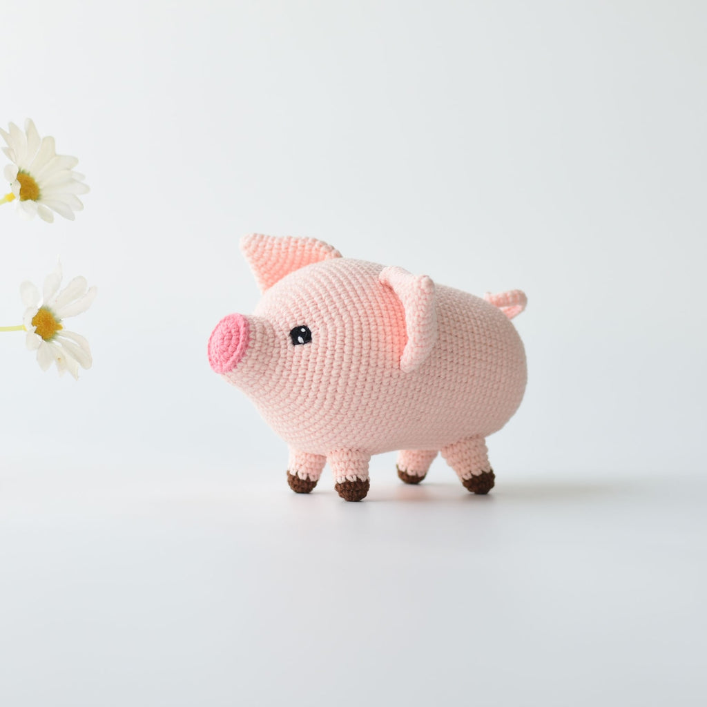Crochet Pink Piglet Plush, Handmade Amigurumi Pig Stuffed Animal, Cute Farm Animal Toy, Pig Lover Gift