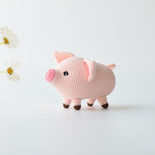 Crochet Pink Piglet Plush, Handmade Amigurumi Pig Stuffed Animal, Cute Farm Animal Toy, Pig Lover Gift