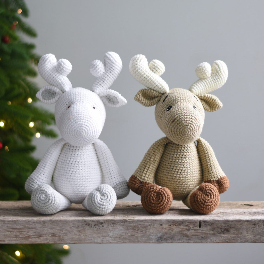 Crochet Moose Plush, Handmade Amigurumi Elk, Stuffed Deer Toy, Woodland Animal Gift, Christmas Moose Decor