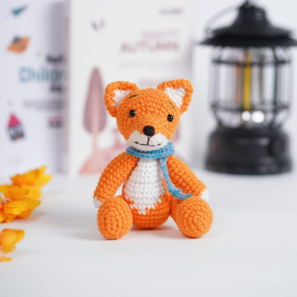Handmade Fox Amigurumi, Woodland Shelf Decor and Gift for Fox Lovers