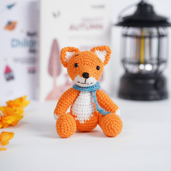 Handmade Fox Amigurumi, Woodland Shelf Decor and Gift for Fox Lovers