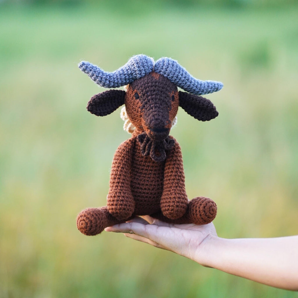 Crochet Wildebeest Plush, Handmade Amigurumi Gnu, African Safari Animal, Wildlife Lover Gift, Safari Nursery Decor