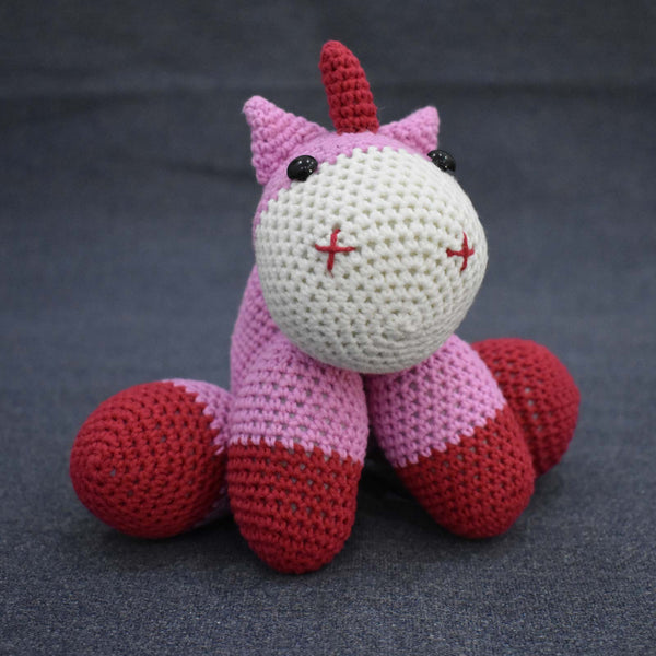 Pink Unicorn Crochet Animal Handmade Amigurumi Stuffed Toy Doll High Quality - SaiGonDoll