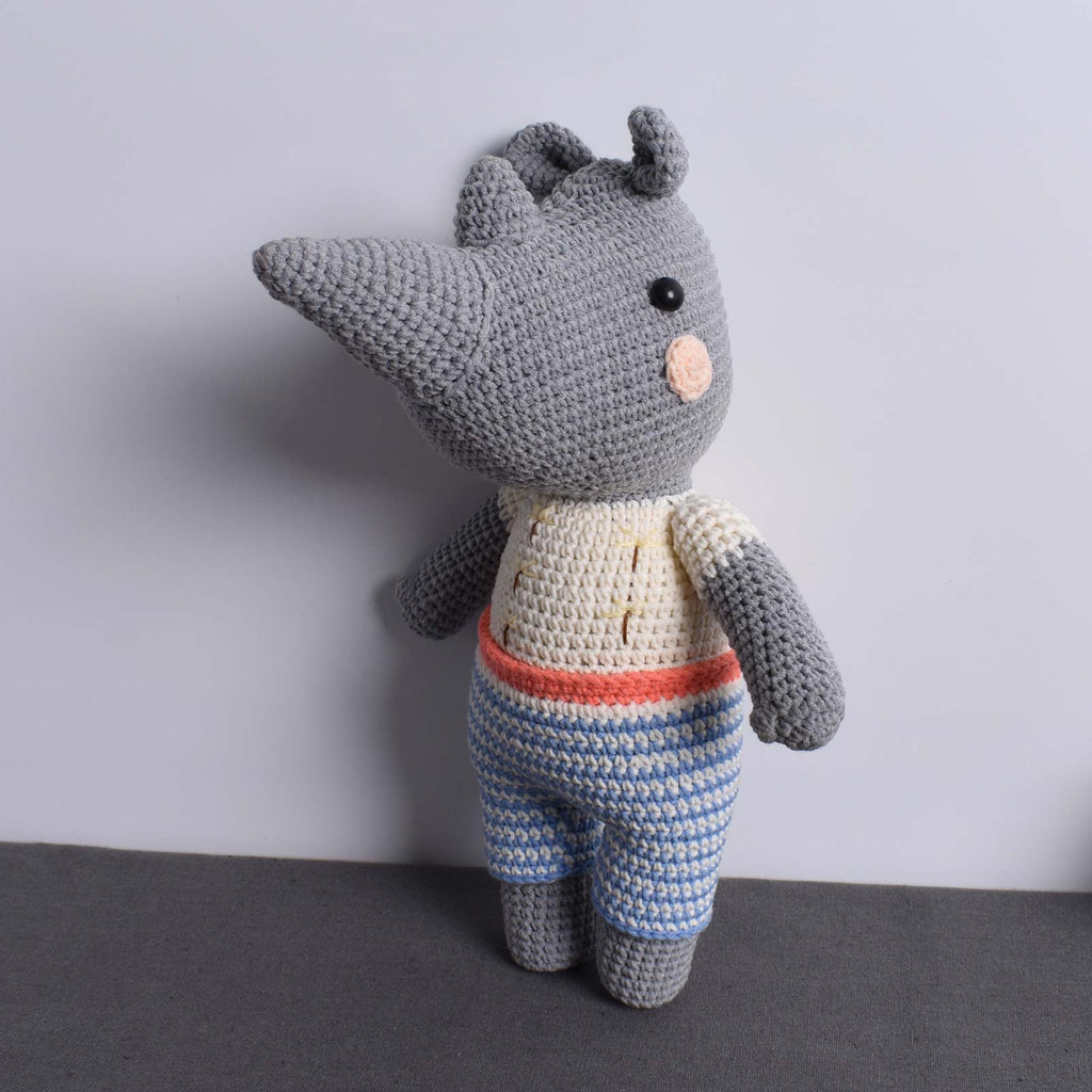 Rhino Crochet Animal Handmade Kid Toy Amigurumi High Quanlity & Safety For Kid - SaiGonDoll