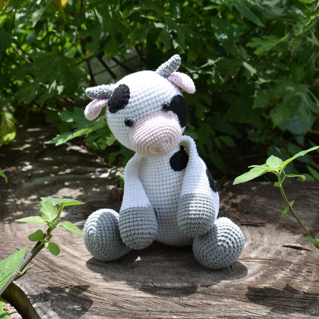 Milk Cow Crochet Plushie Stuffed Toy - Crochet Animal - Happy Farm 