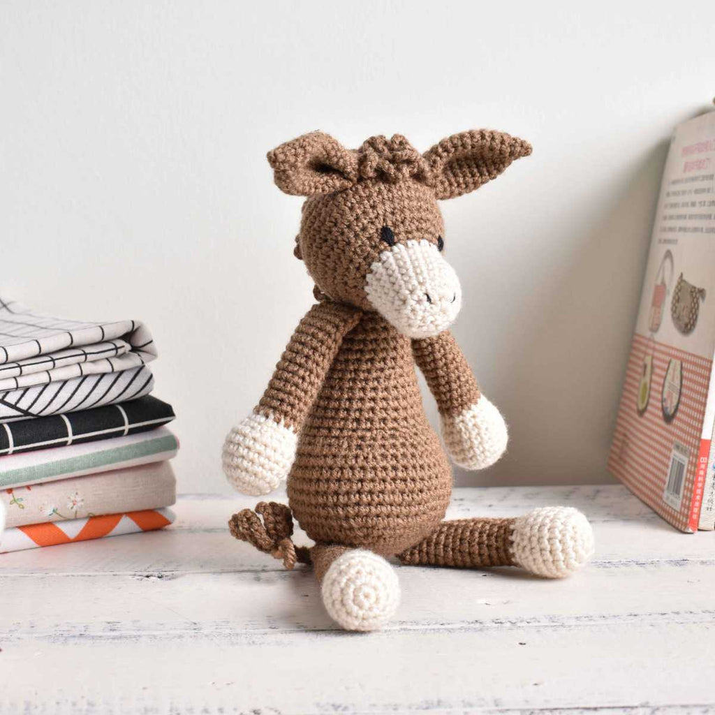 Crochet Brown Donkey Animal, StuffedToy, Plush Toy,Baby Shower & 1st Birth Gift - SaiGonDoll