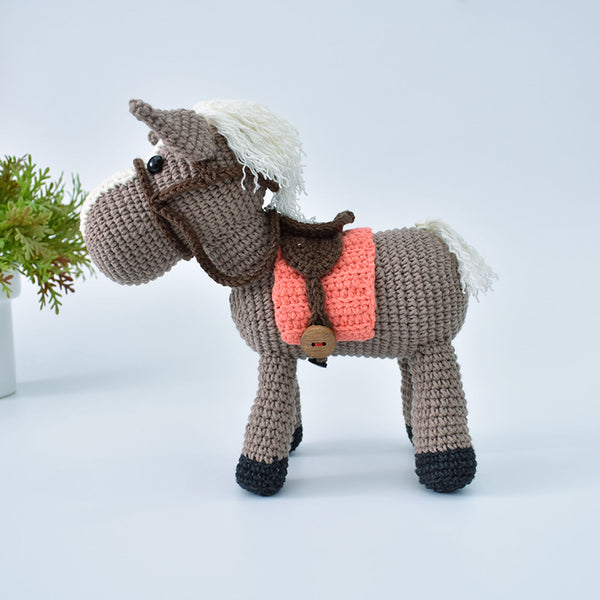 Horse & Saddle Crochet Animal Handmade Amigurumi Stuffed Toy Doll High Quality - SaiGonDoll