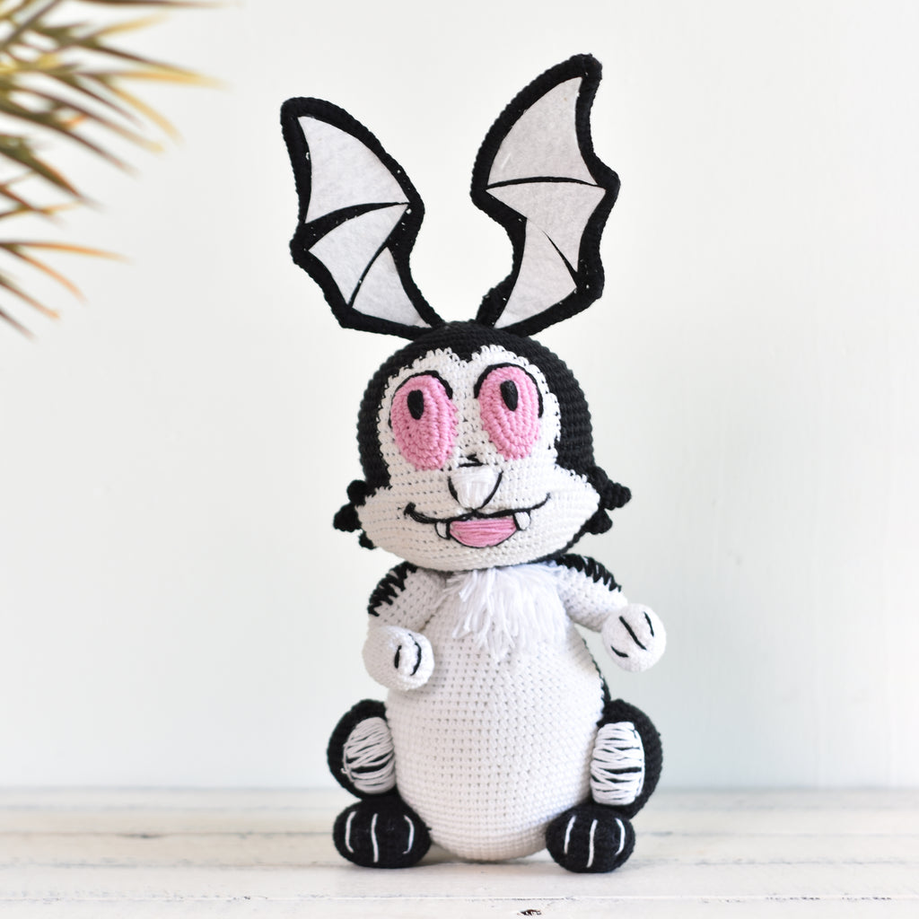 Crochet Bunny Vampire, Amigurumi Bunnicula, Handmade Plushy Toy, Stuffed Bunny - SaiGonDoll