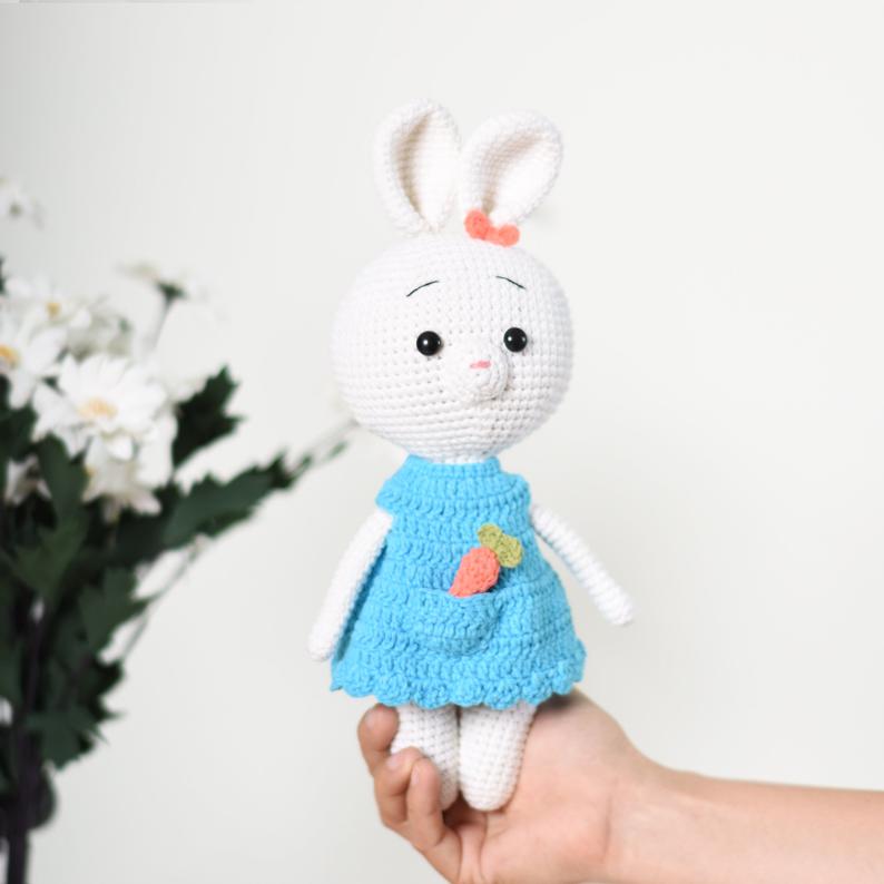 Bunny With Carrot Crochet Handmade Stuffed Bunny - Best Gift For Girl - SaiGonDoll