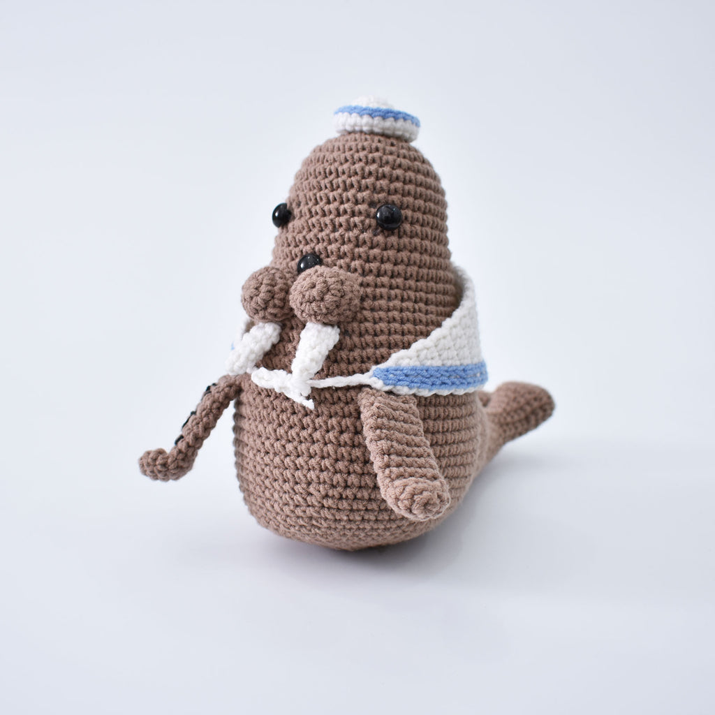 Captain Walrus Crochet Animal Handmade Amigurumi Stuffed Toy Doll High Quality - SaiGonDoll