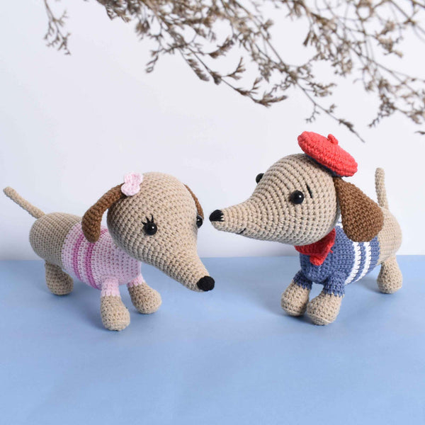 Dachshund Sausage Dog Crochet Plushie Stuffed Toy - Special Gift To Dog Lover - SaiGonDoll